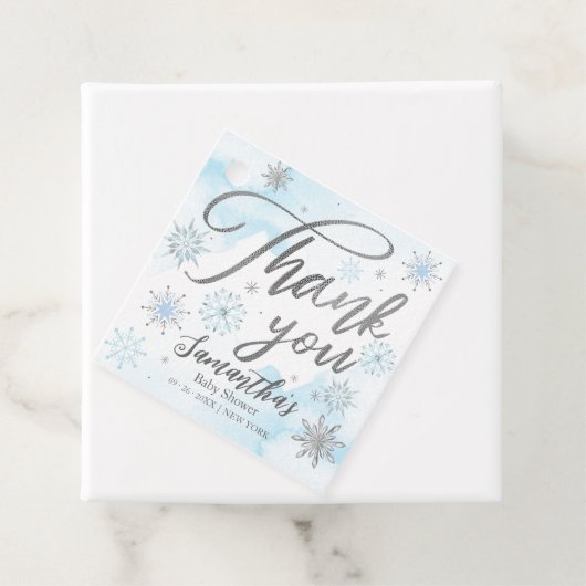 小さなスノーフレーク青い赤ちゃんシャワーありがとう フェイバータグ (インサイチュ)