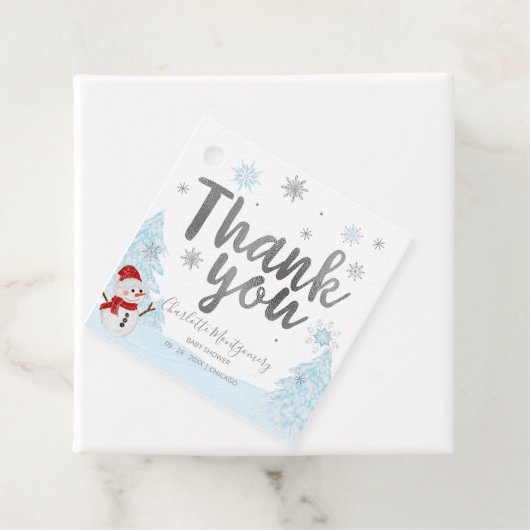 小さなスノーフレーク青い赤ちゃんシャワーありがとう フェイバータグ (インサイチュ)