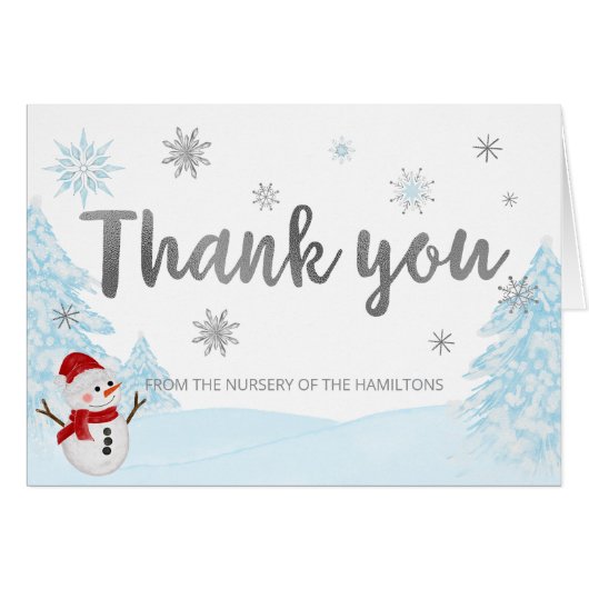 小さなスノーフレーク青の赤ちゃんシャワーありがとう (正面横)