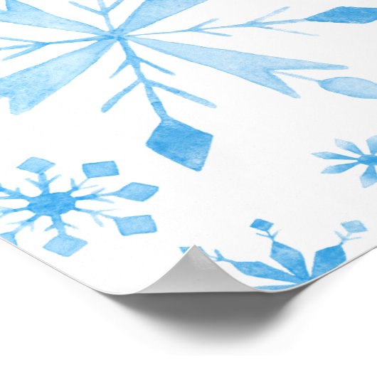 小さなスノーフレーク青の赤ちゃんシャワー歓迎サイン ポスター (角)