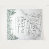 小さなスノーフレーク・グレーの赤ちゃんシャワーの背景 タペストリー (正面(横))