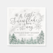 小さなスノーフレーク・グレーの赤ちゃんシャワー スタンダードカクテルナプキン (正面)