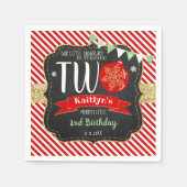 小さなスノーフレーク・ターニング2!クリスマス2回目の誕生日 スタンダードカクテルナプキン (正面)