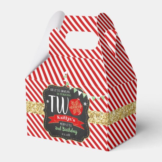 小さなスノーフレーク・ターニング2!クリスマス2回目の誕生日 フェイバーボックス (正面サイド)