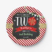 小さなスノーフレーク・ターニング2!クリスマス2回目の誕生日 ペーパープレート (正面)