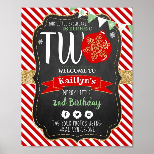 小さなスノーフレーク・ターニング2!クリスマス2回目の誕生日 ポスター (正面)