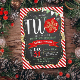 小さなスノーフレーク・ターニング2!クリスマス2回目の誕生日 招待状