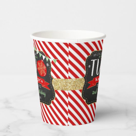 小さなスノーフレーク・ターニング2!クリスマス2回目の誕生日 紙コップ (右)