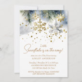 小さなスノーフレークboho冬の赤ちゃんシャワー 招待状 (正面)