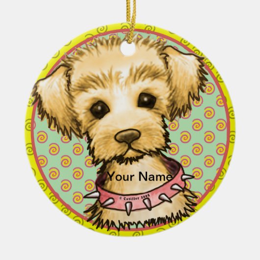 小さなスパイク犬 セラミックオーナメント (正面)