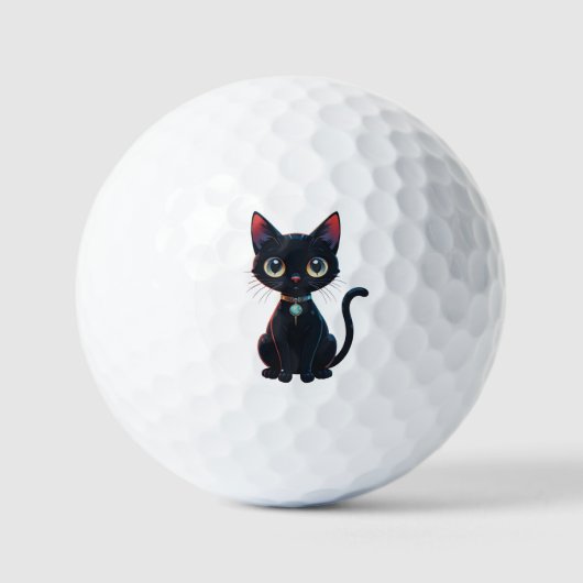 小さなスプーキー黒猫 ゴルフボール (正面)