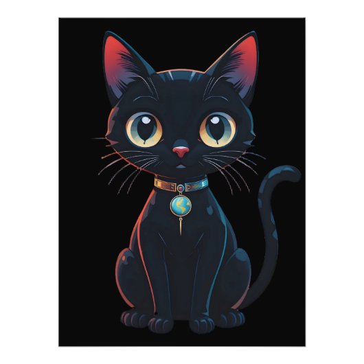 小さなスプーキー黒猫 フォトプリント (正面)