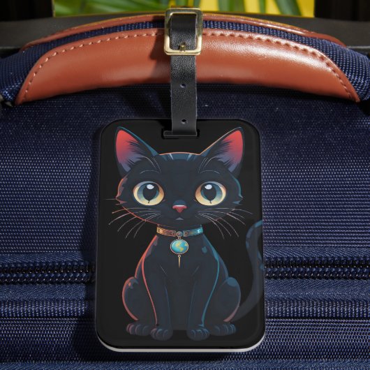 小さなスプーキー黒猫 ラゲッジタグ (正面インサイチュ2)