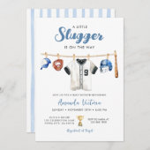 小さなスライダー登場！男の子ベイビーシャワー 招待状 (正面/裏面)