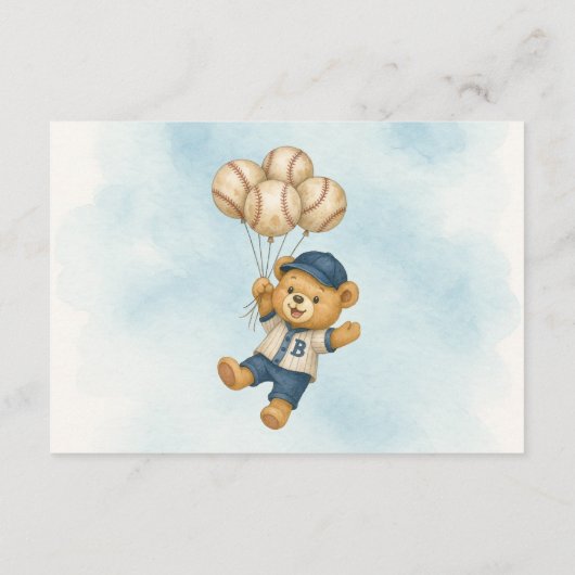 小さなスラッガーが野球の赤ちゃんシャワーを待つ エンクロージャーカード (裏面)