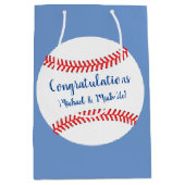 小さなスラッガー野球のベビーシャワー ミディアムペーパーバッグ (正面)