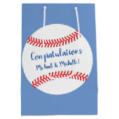 小さなスラッガー野球のベビーシャワー ミディアムペーパーバッグ (裏面)