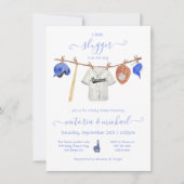 小さなスラッガー野球の物干しの赤ちゃんシャワー 招待状 (正面)