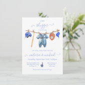 小さなスラッガー野球の物干しの赤ちゃんシャワー 招待状 (スタンド正面)