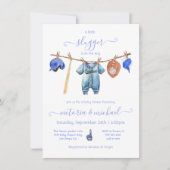 小さなスラッガー野球の物干しの赤ちゃんシャワー 招待状 (正面)