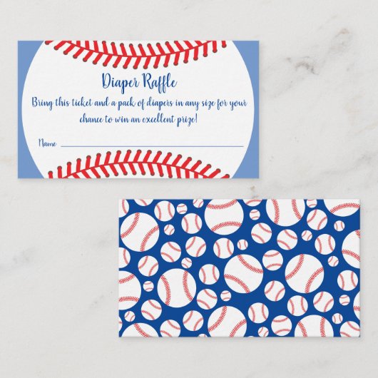 小さなスラッガー野球赤ちゃんシャワーおむつラッフル エンクロージャーカード (正面/裏面)