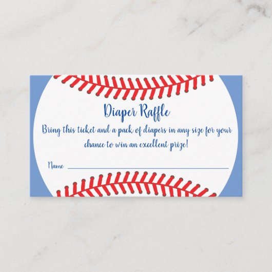 小さなスラッガー野球赤ちゃんシャワーおむつラッフル エンクロージャーカード (正面)