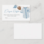 小さなスラッガー野球赤ちゃんシャワーおむつラッフル エンクロージャーカード (正面/裏面)