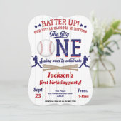 小さなスラッガー、野球、少年、最初の誕生日 招待状 (スタンド正面)