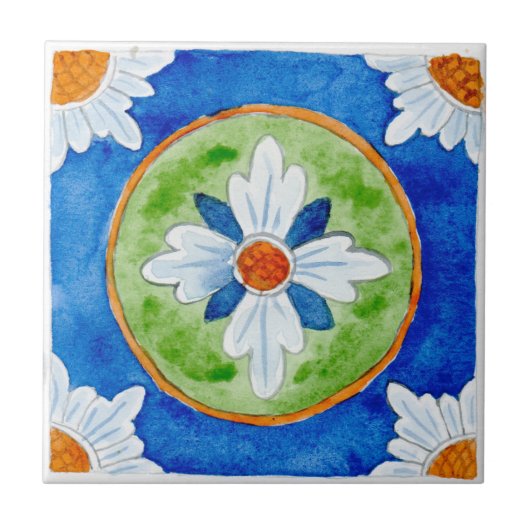 小さなセラミックタイルシチリア – スタイル"カステランマーレ" タイル (正面)