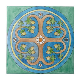 小さなセラミックタイルシチリア – スタイル"レモンの木" タイル