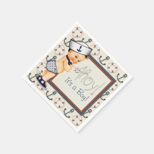 小さなセーラーベビー航海のシャワー スタンダードカクテルナプキン (角)