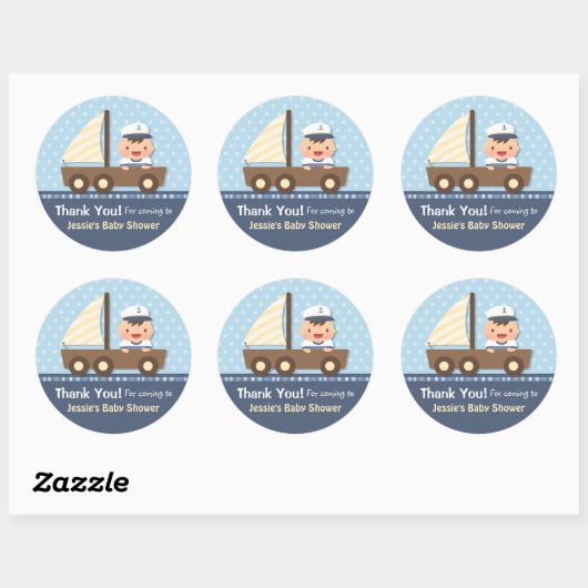 小さなセーラー航海のベビーシャワーパーティー ラウンドシール (シート)