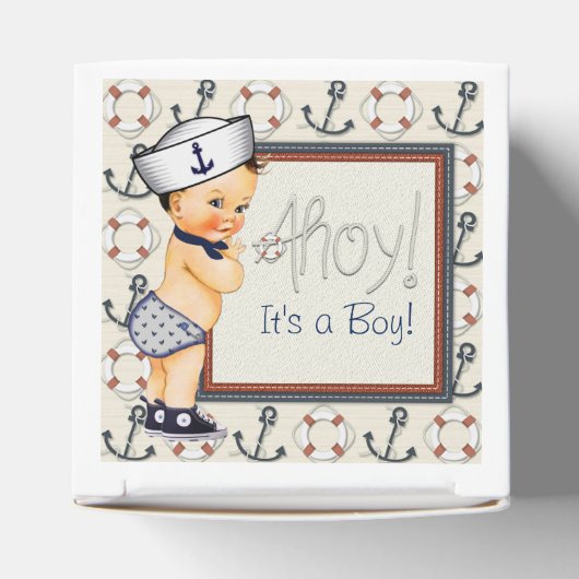 小さなセーラー航海の男の赤ちゃんシャワー フェイバーボックス (上部)