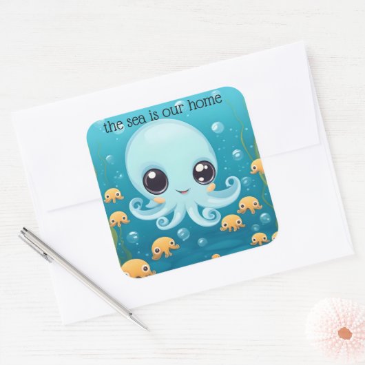 小さなタコ。 スクエアシール (封筒)