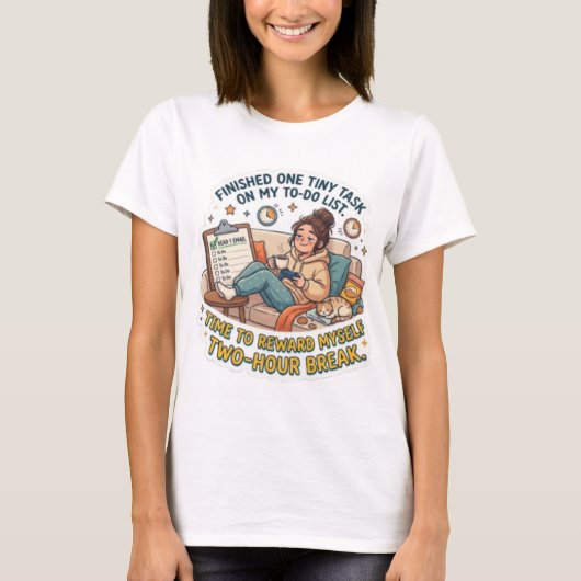 小さなタスクを一つ片付けたTODOリスト ジョークTシャツ Tシャツ (正面)
