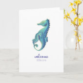 小さなタツノオトシゴの歓迎 カード (黄色い花)