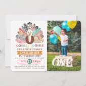 小さなターキーの誕生日招待状 感謝祭 どんな年齢 招待状 (正面)