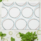 小さなターコイズと茶色の手を描いた円ミニマル キッチンタオル (折り畳み)