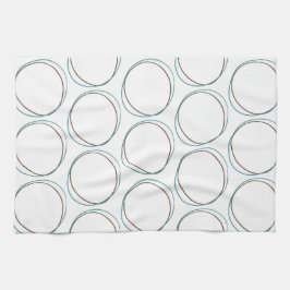 小さなターコイズと茶色の手を描いた円ミニマル キッチンタオル