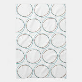 小さなターコイズと茶色の手を描いた円ミニマル キッチンタオル (縦)