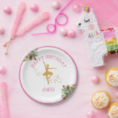 小さなダンサー |ピンクフローラバレエ誕生日パーティー ペーパープレート (パーティー)