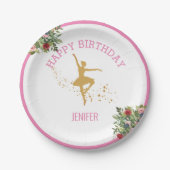 小さなダンサー |ピンクフローラバレエ誕生日パーティー ペーパープレート (正面)
