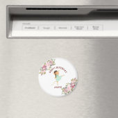 小さなダンサー |ピンクフローラバレエ誕生日パーティー マグネット (インサイチュ (食洗機))