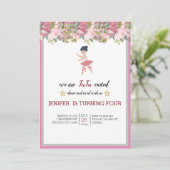 小さなダンサー |ピンクフローラバレエ誕生日パーティー 招待状 (スタンド正面)