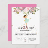 小さなダンサー |ピンクフローラバレエ誕生日パーティー 招待状 (正面/裏面)
