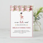 小さなダンサー |ピンクフローラバレエ誕生日パーティー 招待状 (スタンド正面)