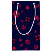 小さなダークブルーと赤いギフト紙バッグ スモールペーパーバッグ (裏面)