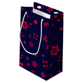 小さなダークブルーと赤いギフト紙バッグ スモールペーパーバッグ