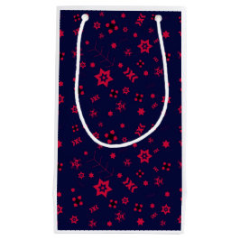 小さなダークブルーと赤いギフト紙バッグ スモールペーパーバッグ