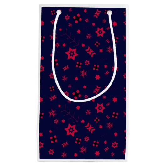 小さなダークブルーと赤いギフト紙バッグ スモールペーパーバッグ (正面)